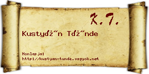Kustyán Tünde névjegykártya